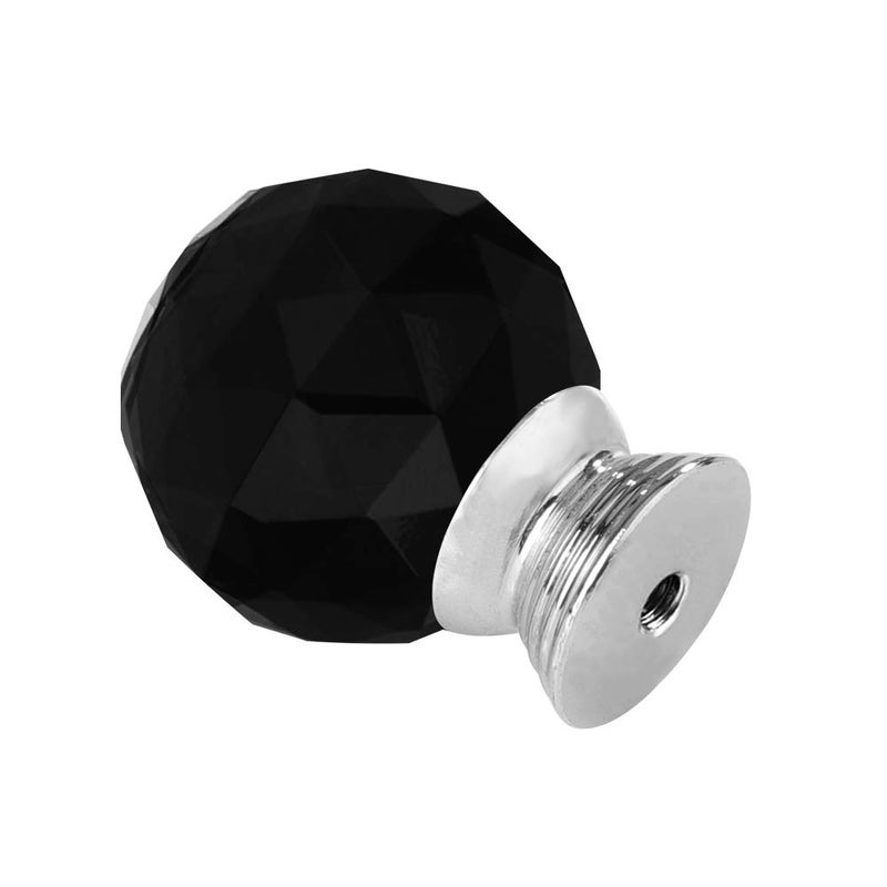 ANJUU 12 Pcs 30mm Round Shape Crystal Glass Cabinet Knobs with Screws Drawer Knob Pull Handle Used for Kitchen, Dresser, Door, Cupboard(Black) - Image 4